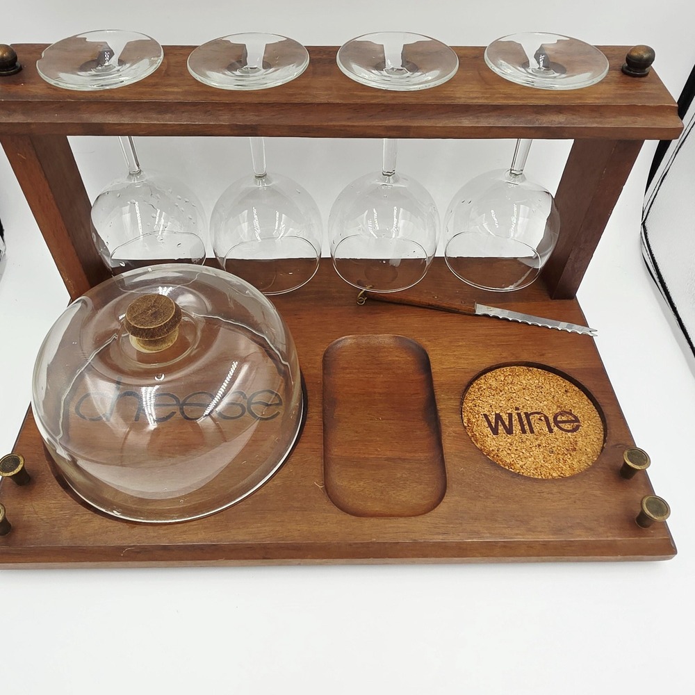 Vintage Bar‎ Serving Tray Station Wooden Mid-Century Modern 1970's